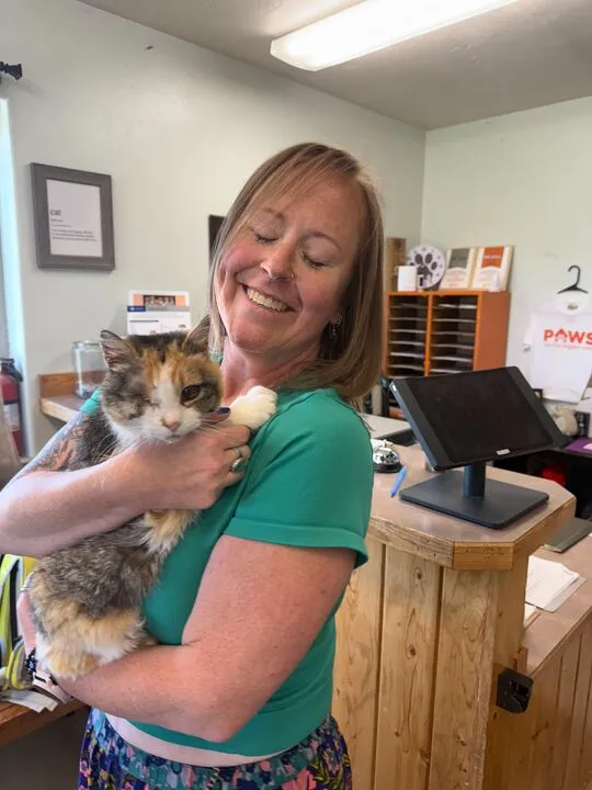 Angel the dog going home after receiving care through an Opportunity Grant